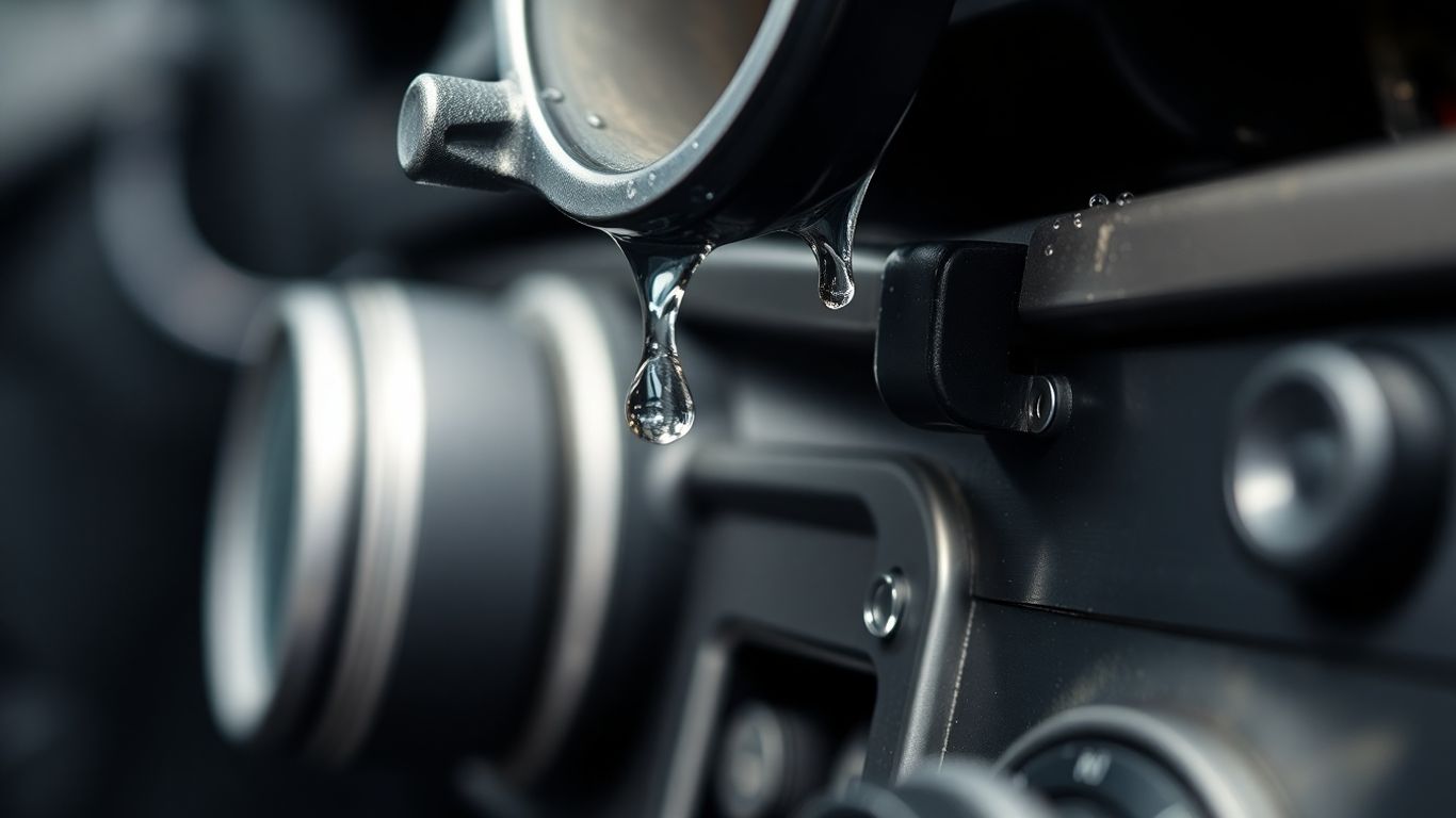 Mecânico consertando ar-condicionado de carro em oficina.